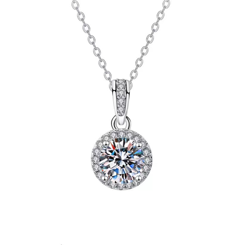 「Over $88 add to the cart for free」1CT Moissanite Gemstone 925 Sterling Silver necklaces